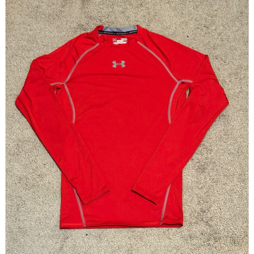 Under Armour HeatGear Compression Lightweight Men’s Red/Gray Crew Neck LS Tee M